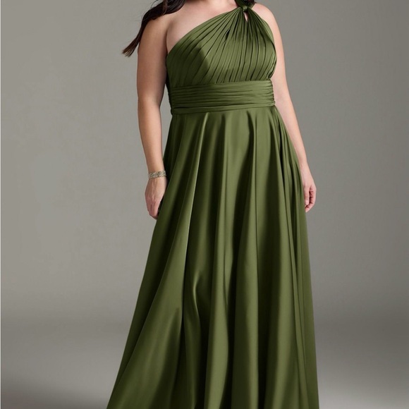 Azazie Dresses & Skirts - Azazie Charlie One-Shoulder Olive Green A-Line Evening Dress